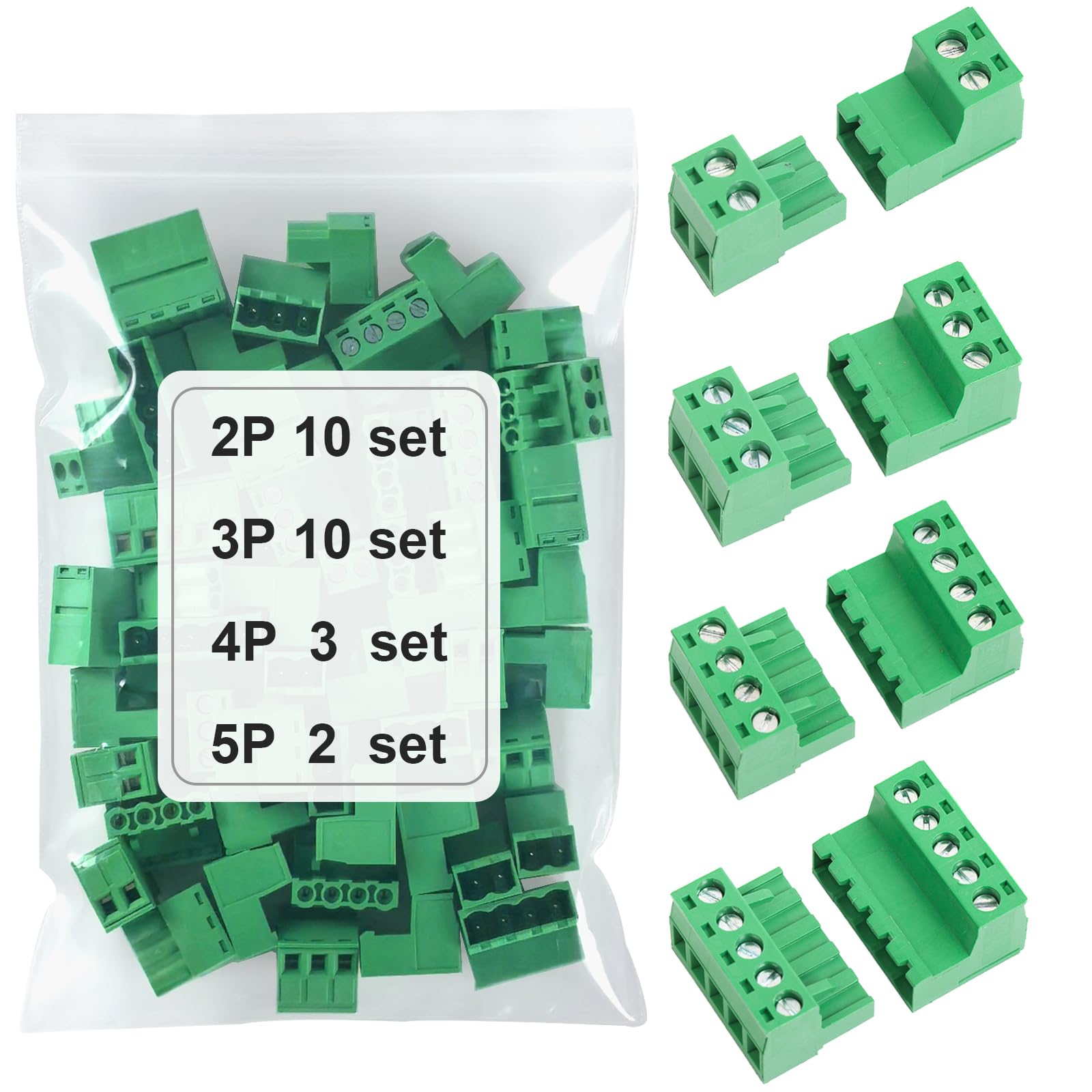 25Set 5.08mm Pitch Screw Terminal Block Connector Pluggable (2Pin